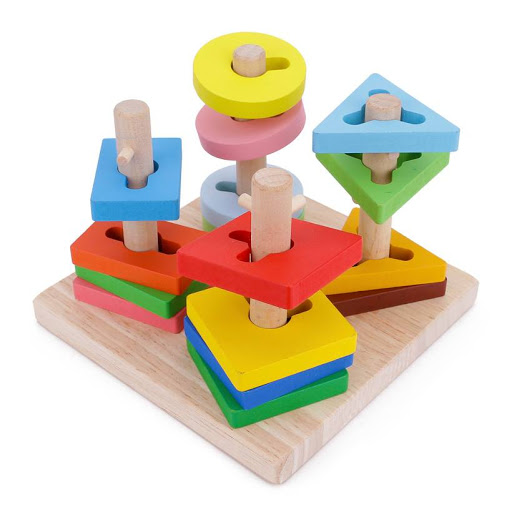 Đồ Chơi Gỗ Montessori - Bộ Xếp Hình 4 Trụ Cột Bằng Gỗ Cho Bé