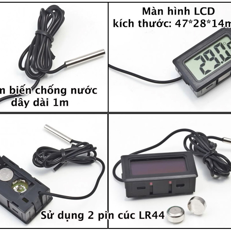 Đồng hồ đo nhiệt độ mini cảm biến chống nước