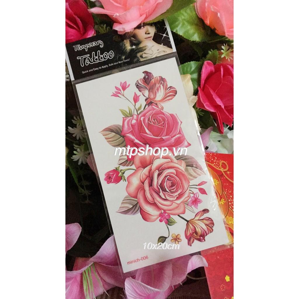 Hình xăm dán hoa hồng lớn 10x20cm- tặng đồng size khi mua từ 5 tấm