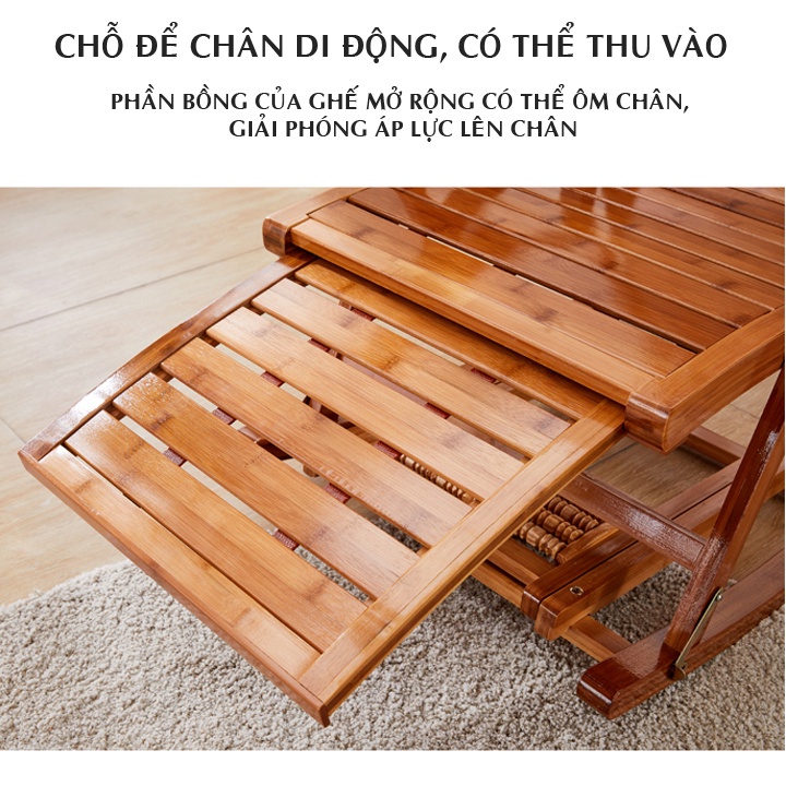 Ghế bấp bênh thư giãn chất liệu tre  tự nhiên có mát xa