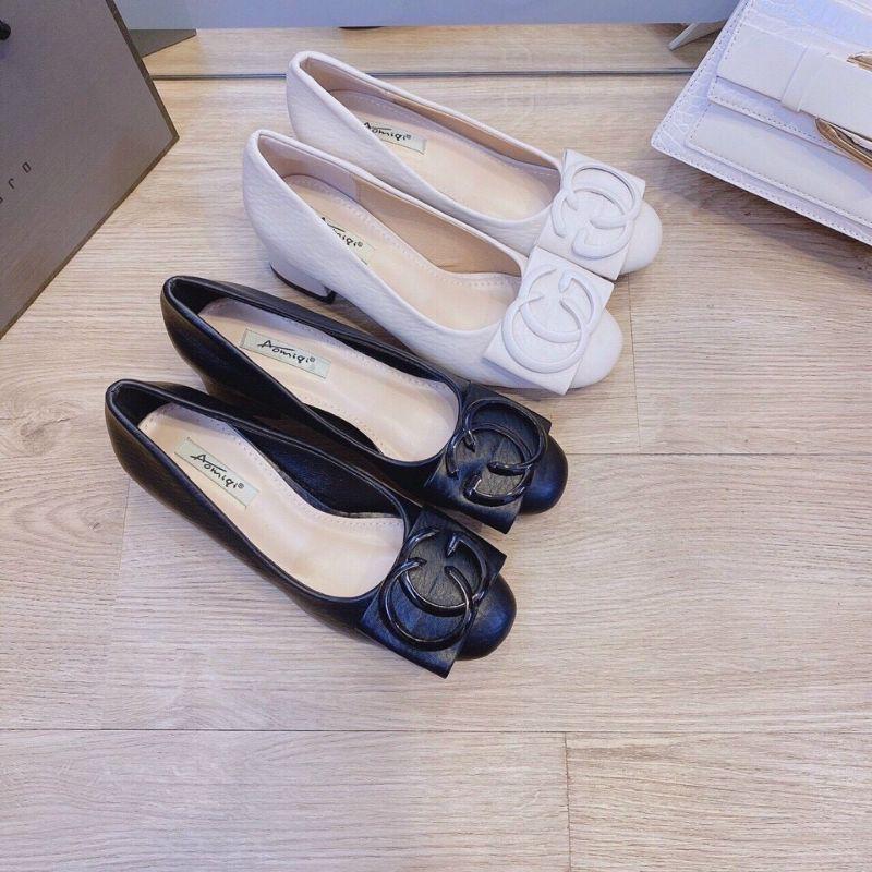 GIÀY CAO GÓT DA MỊN KHUY GG MŨI TRÒN - 3P