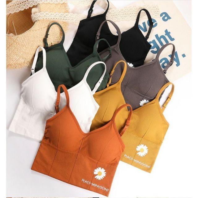 Áo bra cotton len tăm Hoa Cúc Hottrend- Áo lót không gọng tập Gym, yoga