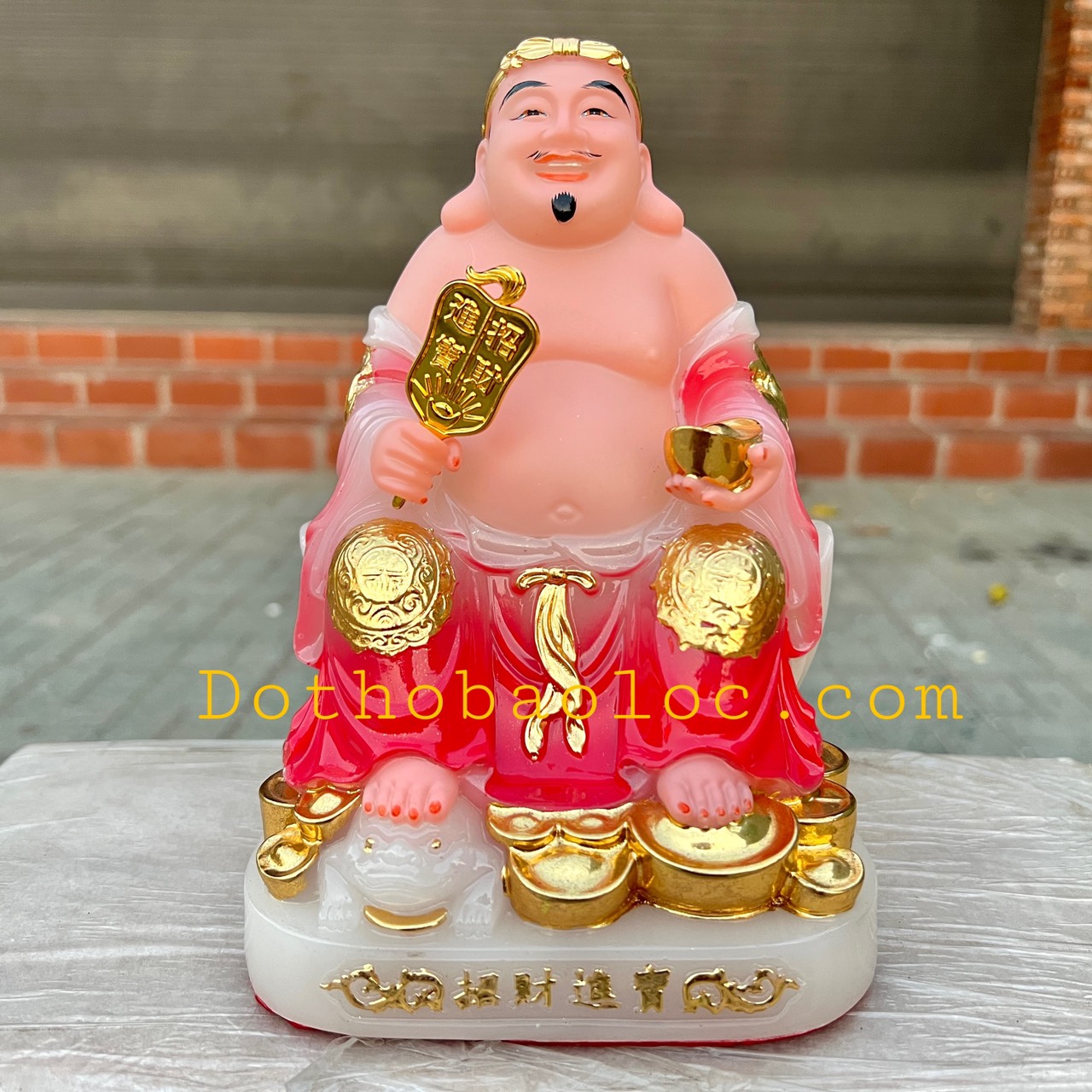 Tượng Thần tài Thổ Địa đế đá nhập khẩu cao cấp cao 20 cm – Đỏ ngọc bích