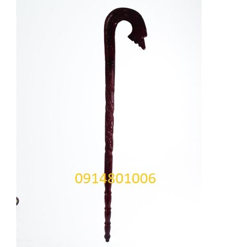 Combo Gậy Batoong gỗ đầu trạm thân rồng Kèm Cây xỏ giầy gỗ muồng đen KT 55cm
