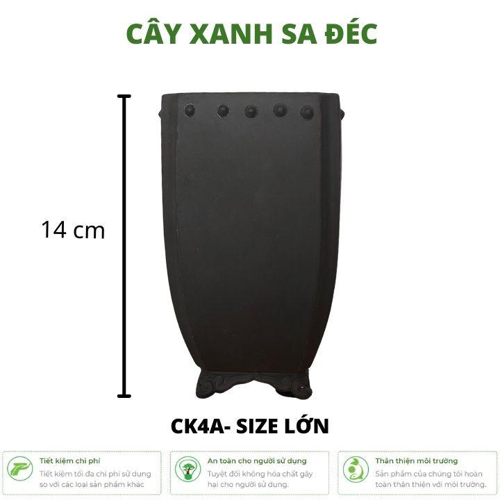 Bộ chậu vuông mini dáng cao CK4 màu trơn tối giản nhiều kích thước trồng bonsai mini, sen đá để bàn