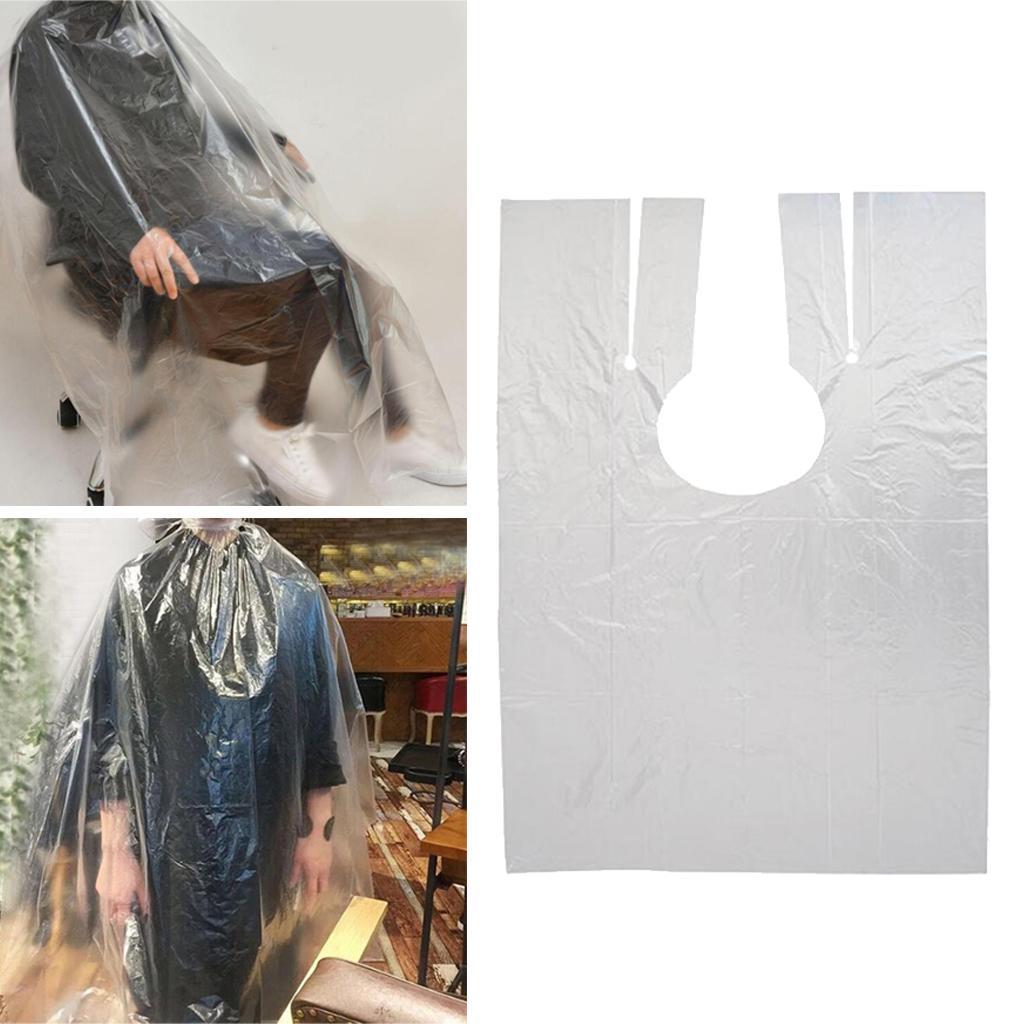 100 Pieces Disposable Hair Cutting Cape Gown Barber Shop Capes Gowns + Clips