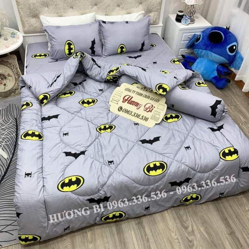 Trọn bộ 5 món ga gối chăn phao poly cotton có ruột bông dày loại 1