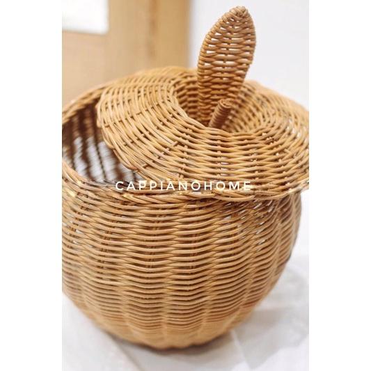 Giỏ mây quả Táo đựng đồ tiện lợi, giỏ trang trí - Giỏ đựng đồ tiện lợi chuyên dùng trong nhà hàng| Cappiano Home Decor
