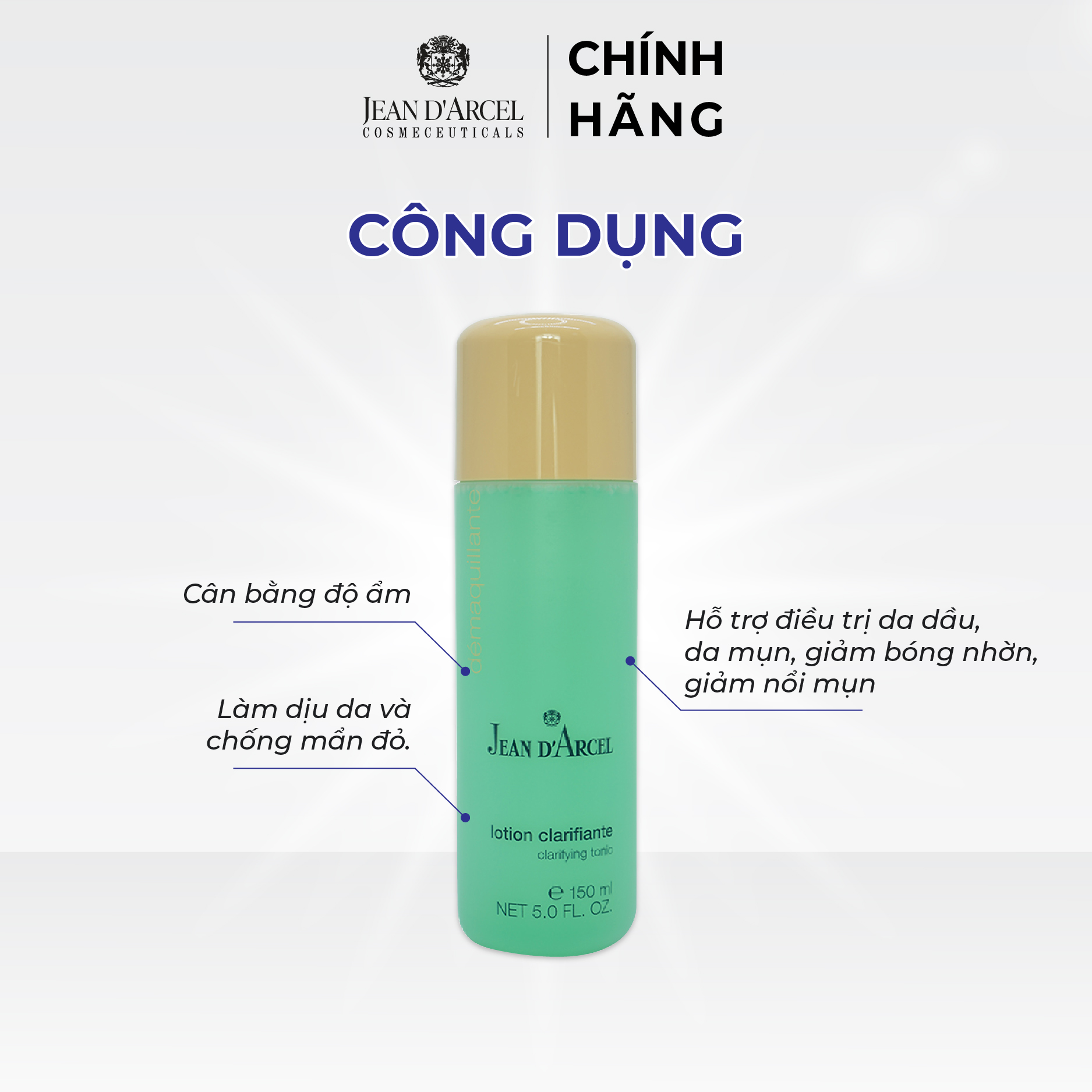 J02L Nước cân bằng cho da dầu và da mụn Demarquillante - Clarifying Tonic 150ml - Jean d'Arcel