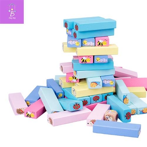 Đồ Chơi Rút Gỗ Màu, Số, Loại Lớn Kèm Xúc Xắc Cho Bé - Đồ Chơi Giáo Dục Thông Minh Trí Tuệ