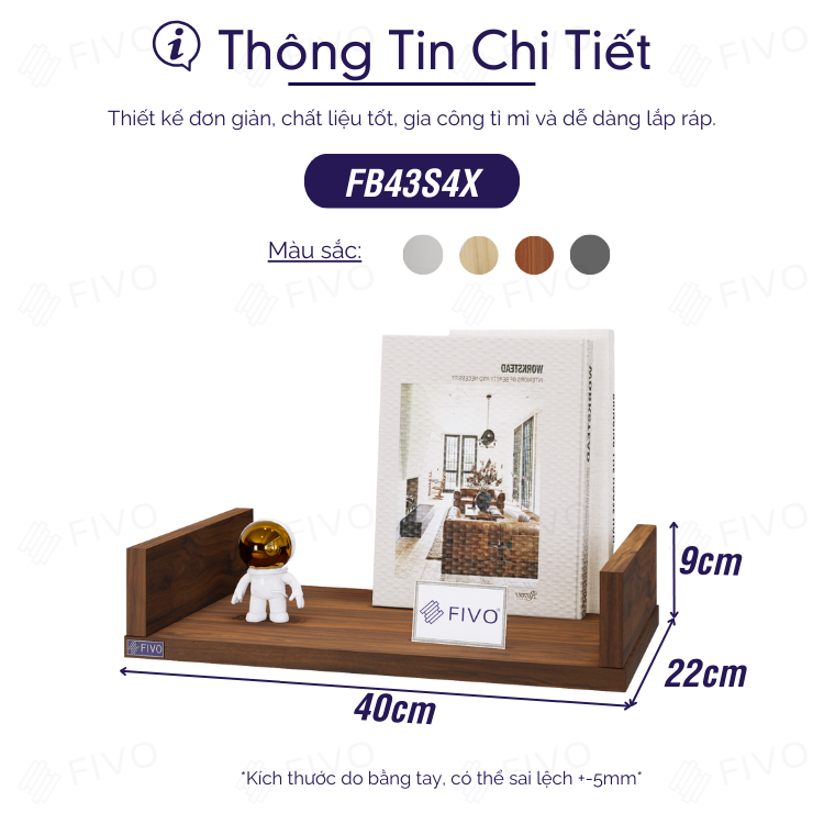 Kệ Sách Gỗ Treo Tường Chữ U FIVO FB43 Gỗ Dày Chống Ẩm, Sản Phẩm Vừa Treo Tường Vừa Có Thể Để Bàn, Phù Hợp Mọi Không Gian