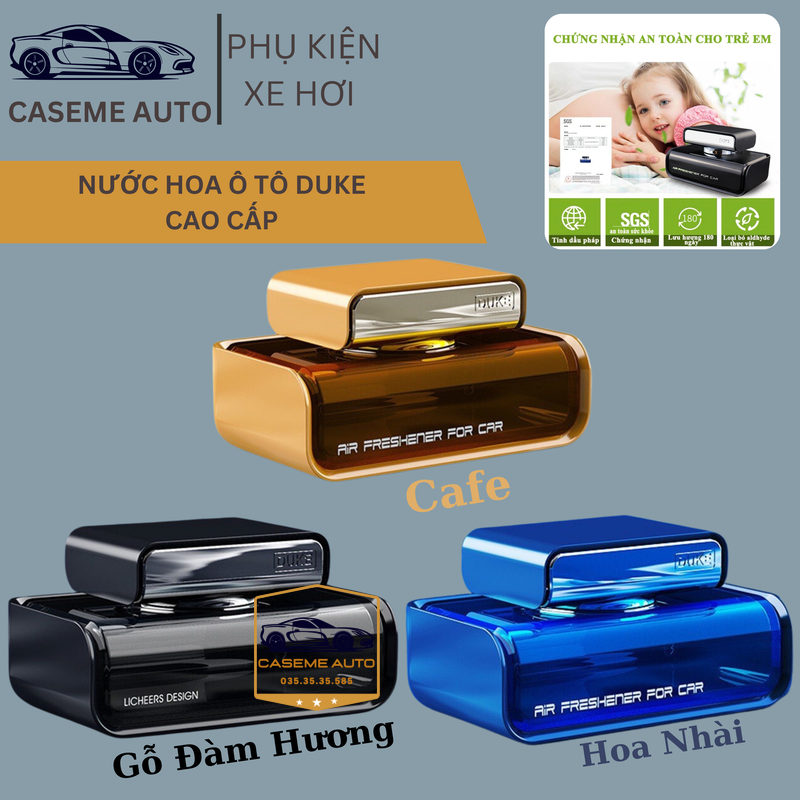 Nước Hoa Ô Tô Duke Chiết Xuất 100% Từ Thiên Nhiên, Khử Mùi, Chống Say Xe, An Toàn Cho Sức Khỏe - Hàng Nhập Khẩu