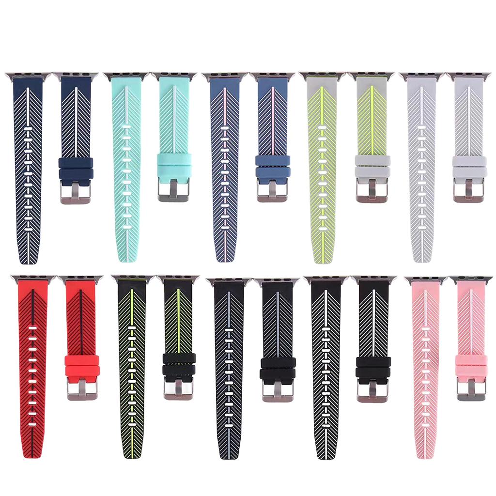 Wristband, Silicone Rubber Double Color Strap with Metal Buckle for /2 38mm/42mm