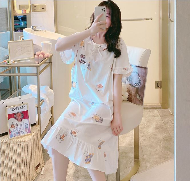 Váy, Đầm Bầu Và Sau Sinh Azuno AZ8856 Chất Liệu Cotton Có Khé Mở Cho Con Bú Mặc Nhà Mùa Hè