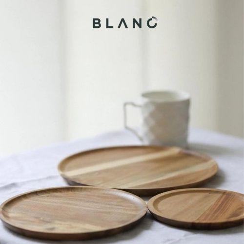 Khay Gỗ Hình Tròn Đựng Trái Cây Cao Cấp Trang Trí Decor Snack BLANC' 3 Size