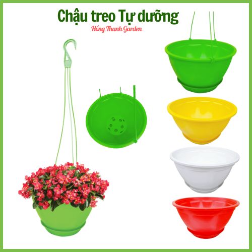 10 Chậu treo thông minh tự dưỡng, chậu nhựa trồng cây có dây treo siêu bền, có khay trữ nước và thoát nước, chậu treo tulip