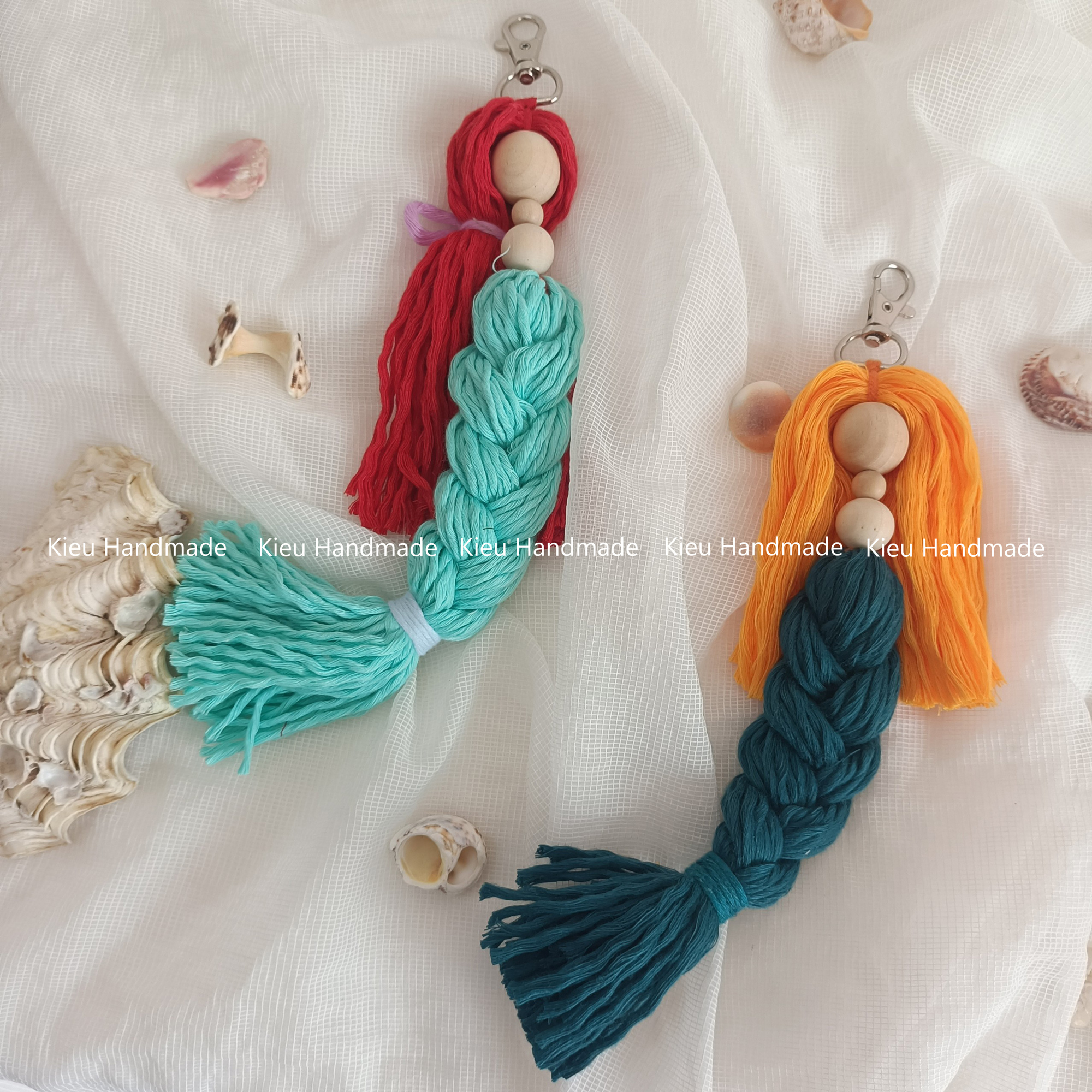 Móc khoá búp bê macrame, móc khoá nàng tiên cá Kiều handmade - Hàng thủ công tỉ mỉ - Dài 20cm