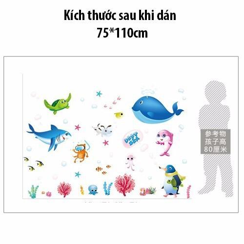 Decal dán tường cho bé hình thế giới cá ngộ nghĩnh