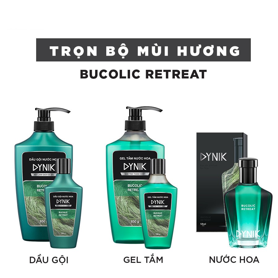 Dầu gội nước hoa nam Dynik Bucolic Retreat hương cỏ thanh khiết 650g