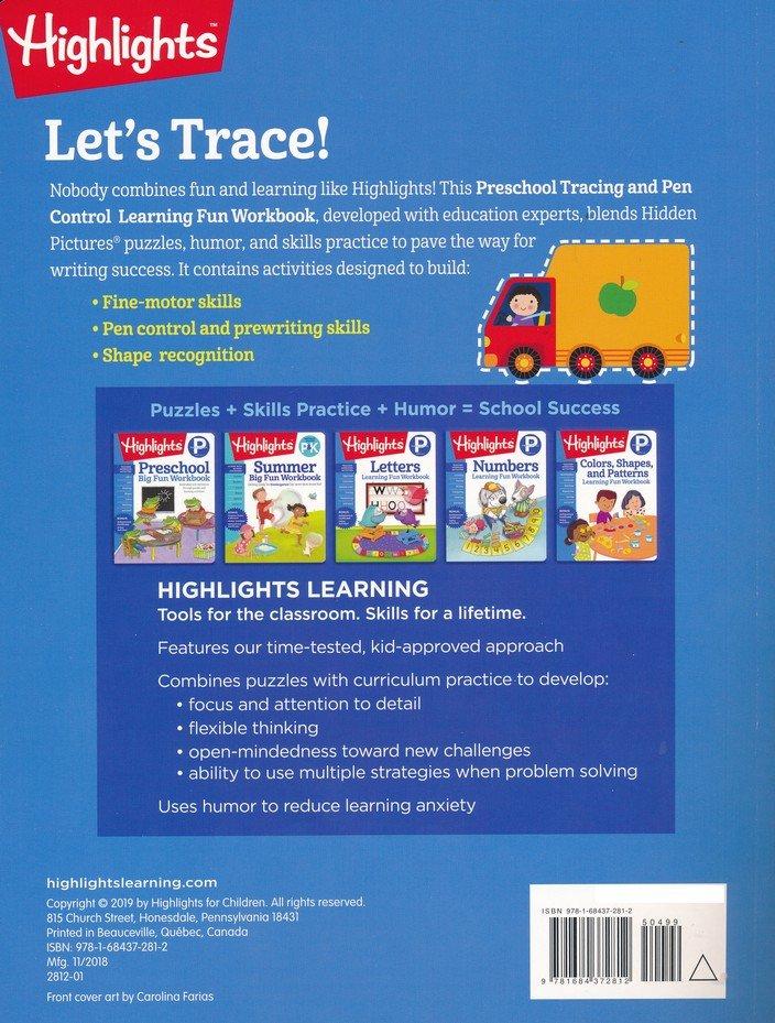 Highlights Preschool Learning Workbook Pack: Colors, Shapes, And Patterns; Tracing And Pen Control; Numbers; Letters