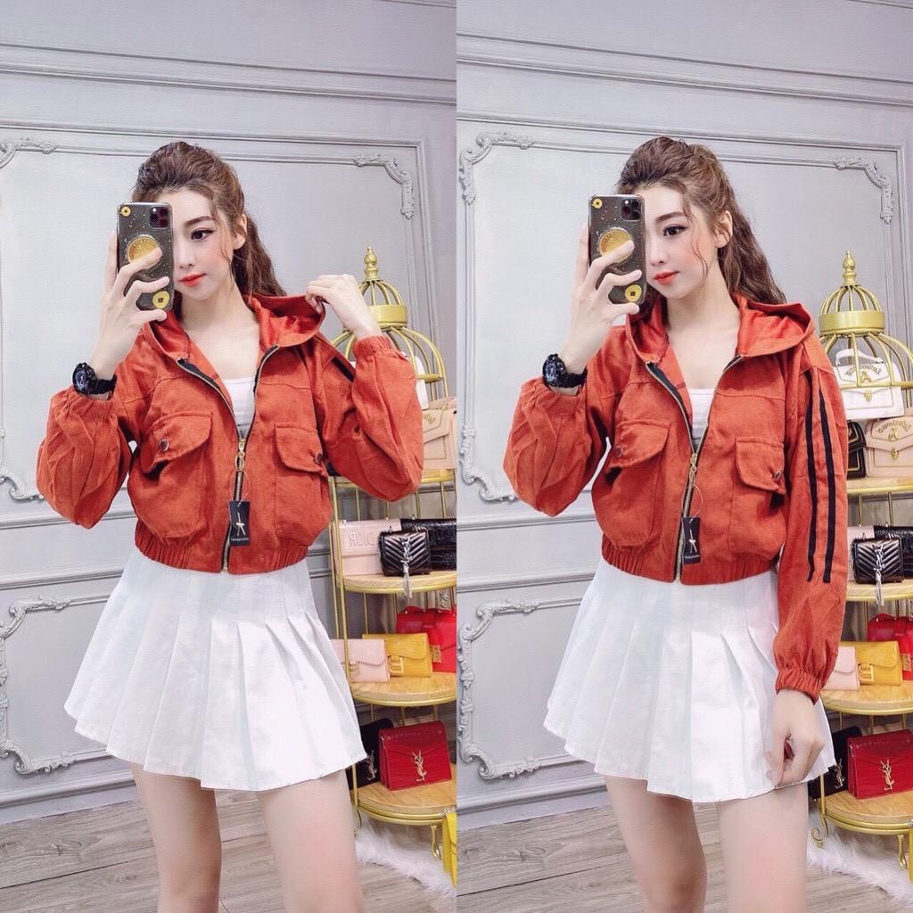 Áo khoác nữ gió dù 2 lớp chống nắng phối viền túi hộp ngộ nghĩnh-dễ thương