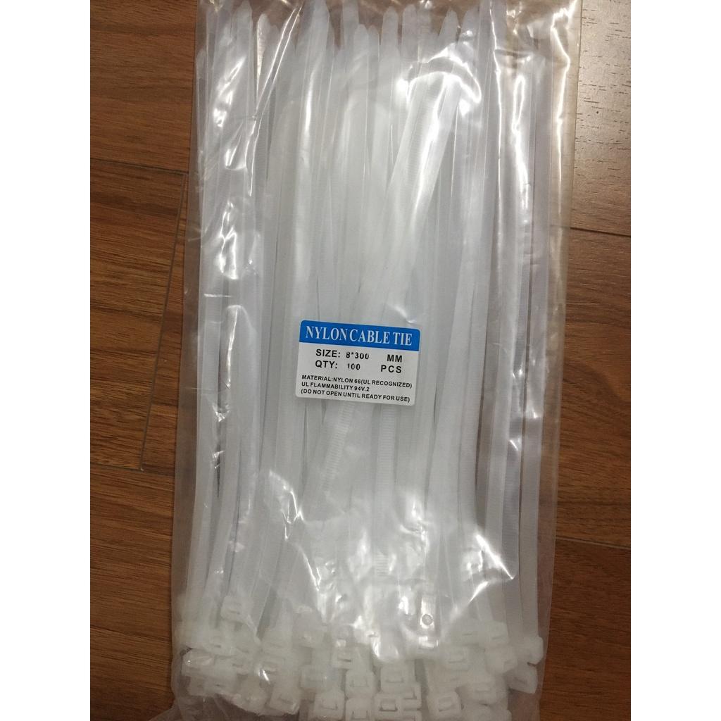 Túi 100 sợi dây rút nhựa, dây thít, Lạt nhựa 30cm  bản to dày