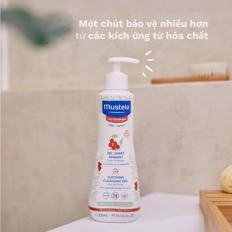 Sữa Tắm Gội Cho Trẻ Sơ Sinh & Em Bé Da Nhạy Cảm Mustela SOOTHING CLEANSING GEL 300ML