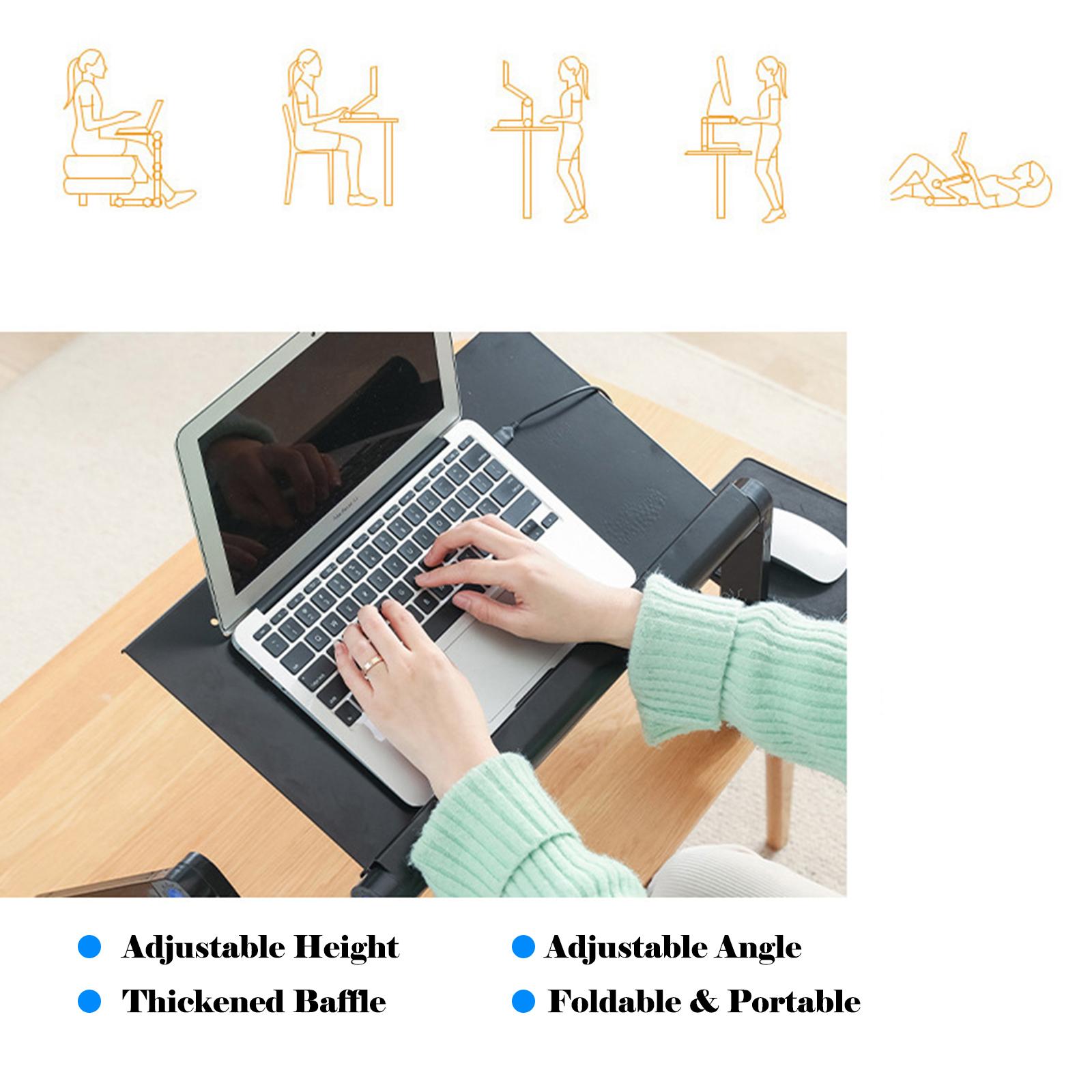Adjustable Laptop Stand with Cooling Fans Removable Mouse Pad Portable Notebook Stand Foldable Computer Riser
