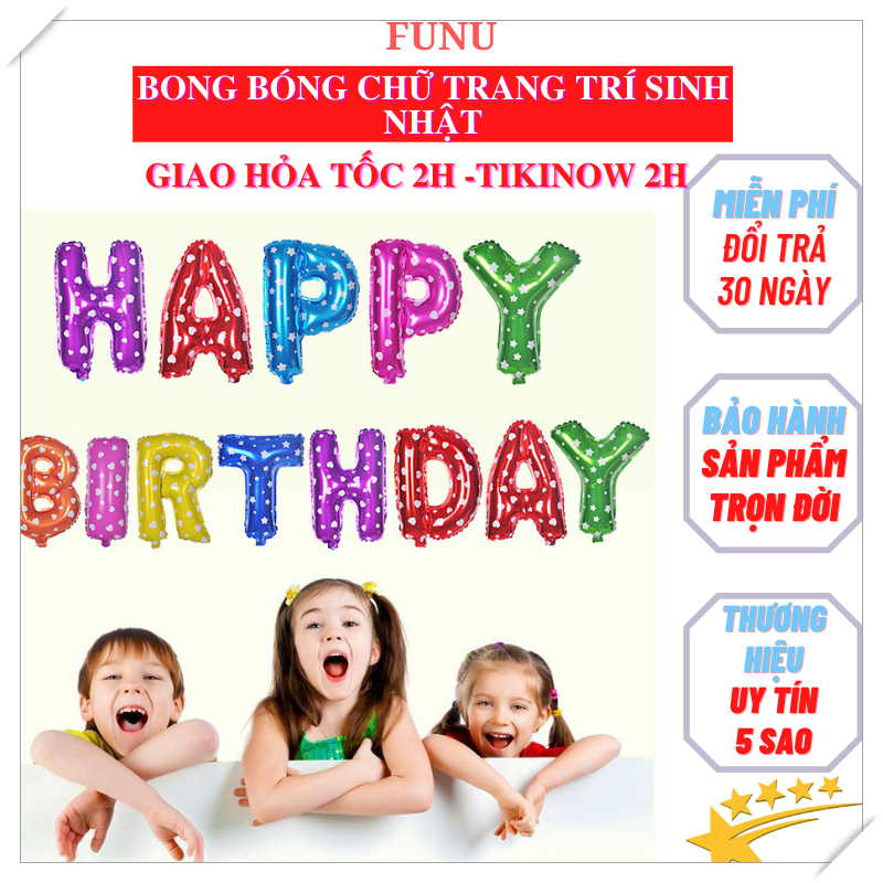 Bong Bóng Chữ Trang Trí Sinh Nhật Happy Birthday- Hàng Chính Hãng