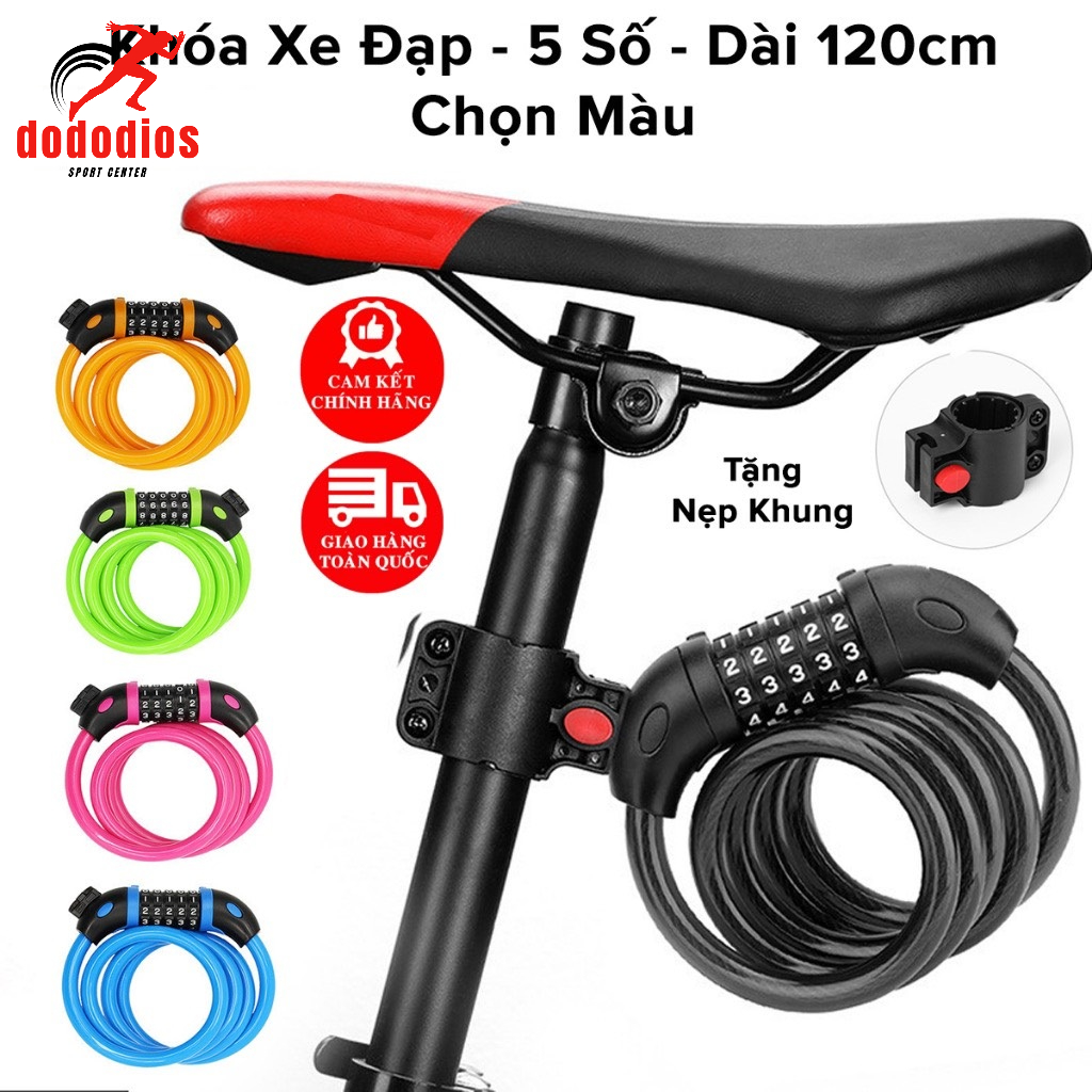 Khóa xe đạp dây lõi thép 5 số dài 120cm – Chọn Màu – Bộ Khóa Xe Máy Thông Minh Chống Trộm Cao Cấp Chính Hãng dododios