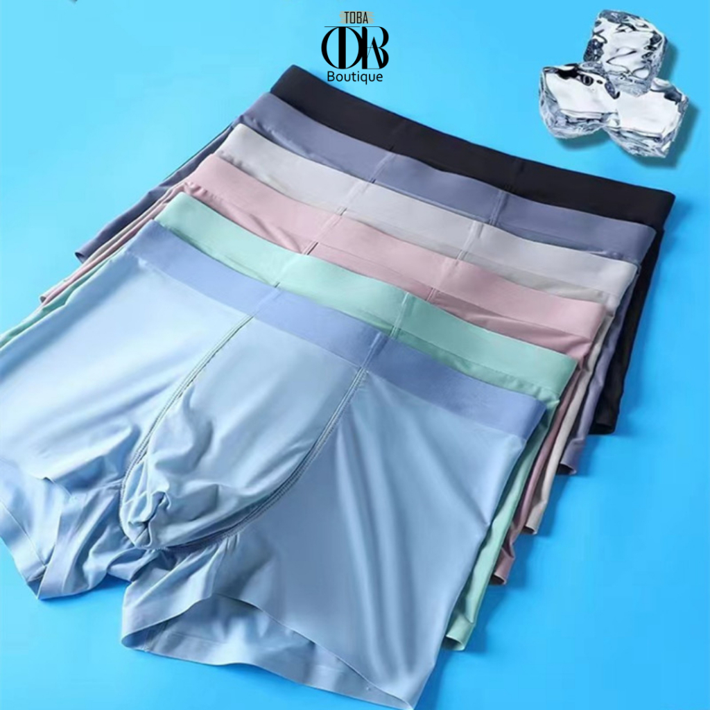 Quần lót nam Boxer Lụa Băng TOBA Boutique nguyên khối không đường may, mềm mịn siêu mát TBBL02