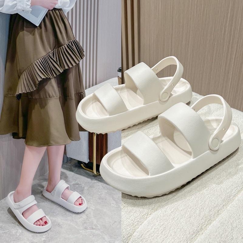 Dép nữ, Sandal bánh mỳ đế cao 3 màu đen trắng hồng