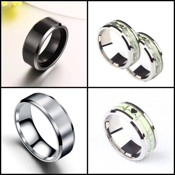 Nhẫn Nam nữ Elas Ring Phong Cách trẻ trung lịch lãm Màu Đen Bạc Đẹp Cao Cấp - Nhẫn Chất liệu Titan Không Gỉ- Elas Ring