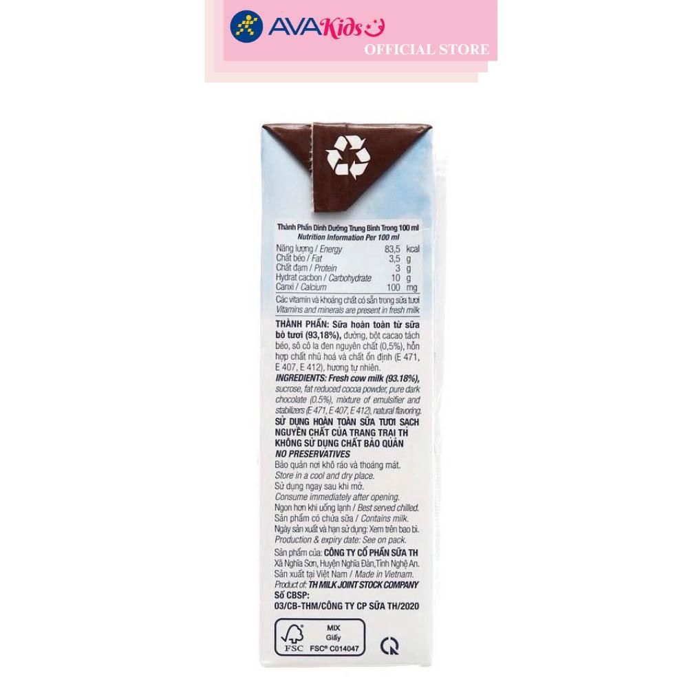 Lốc 4 hộp sữa tươi tiệt trùng TH true MILK có đường hương socola 180 ml (từ 1 tuổi)