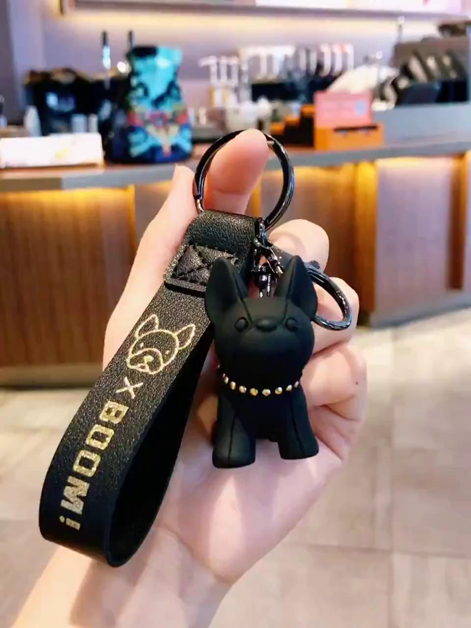 Móc khóa hình chú chó bulldog dễ thương, móc chìa khoá keychain cún dog nhiều màu