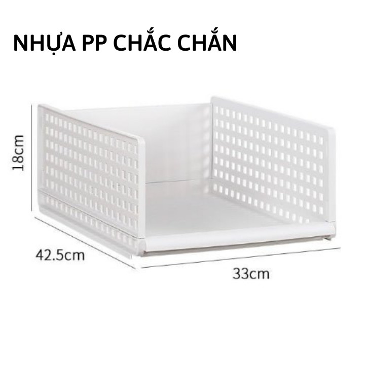 Khay chia ngăn tủ quần áo bản 18cm - Khay Xếp Quần Áo Thông Minh, Hộp Đựng Quần Áo Chia Ngăn Nhựa Cứng