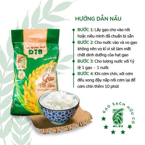 Gạo Đài thơm ĐT8 Mr. Bo túi 5kg thơm nhẹ, ngọt dẻo mềm cơm