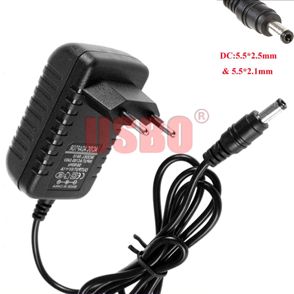 Đen 1.0m 12V Châu Âu Bộ sạc DC phổ biến 5,5*2,5mm
