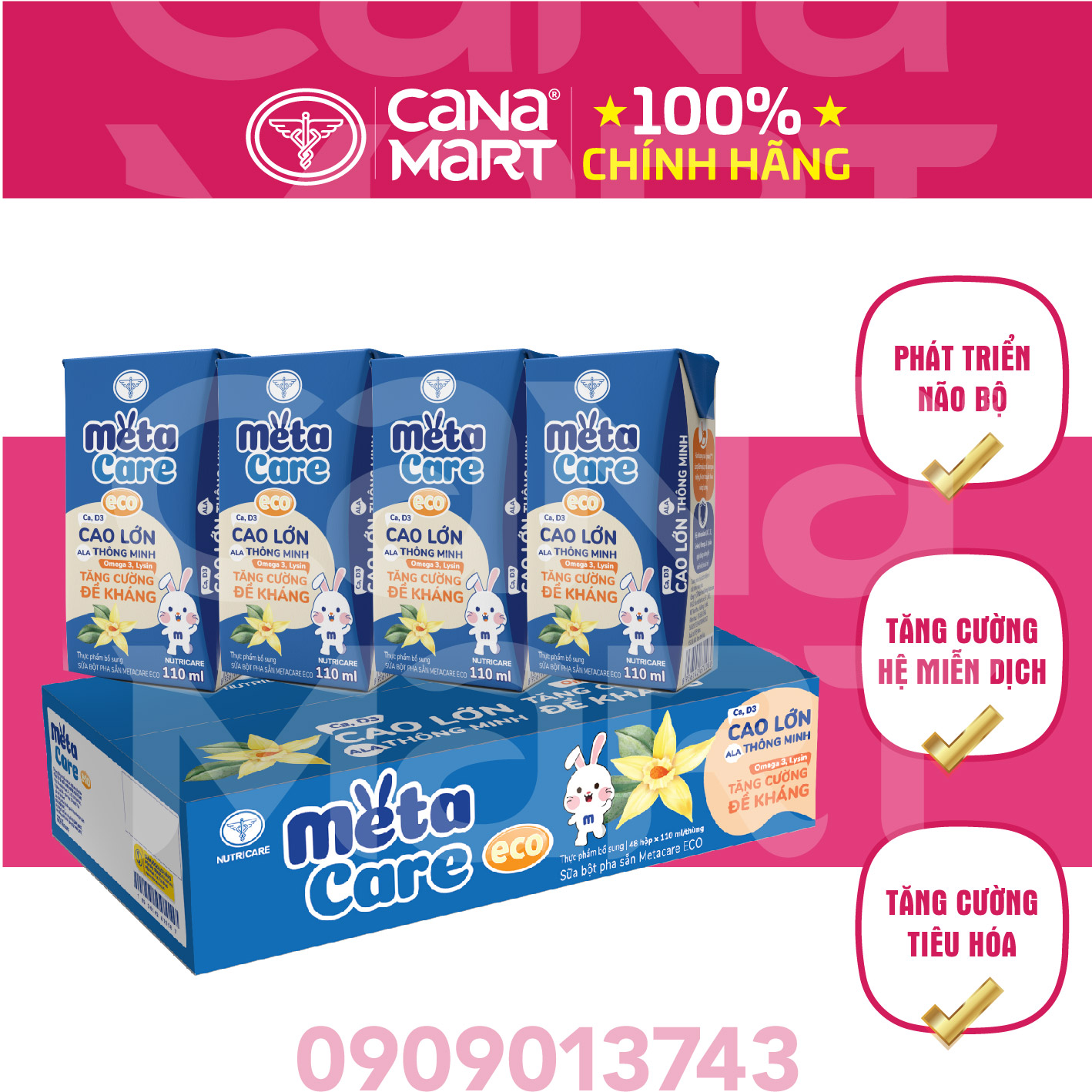 Thùng sữa nước Nutricare Metacare ECO giúp trẻ phát triển toàn diện