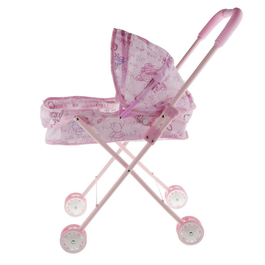 Baby Doll Toy Stroller Dolls Pram Kids Toys Pushchair Girls Play Toy Pink