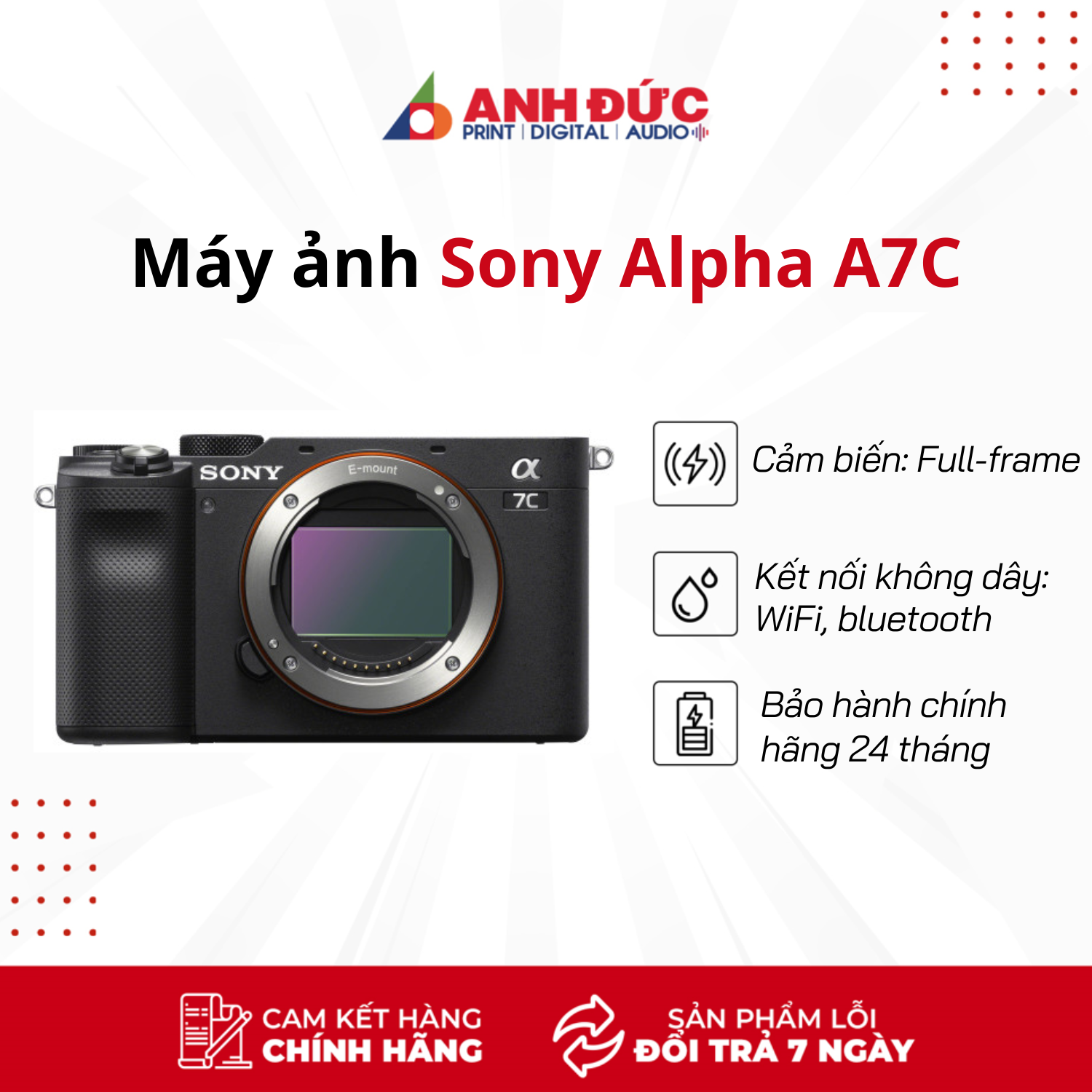 Máy ảnh Sony A7C Body Đen - Hàng Chính Hãng
