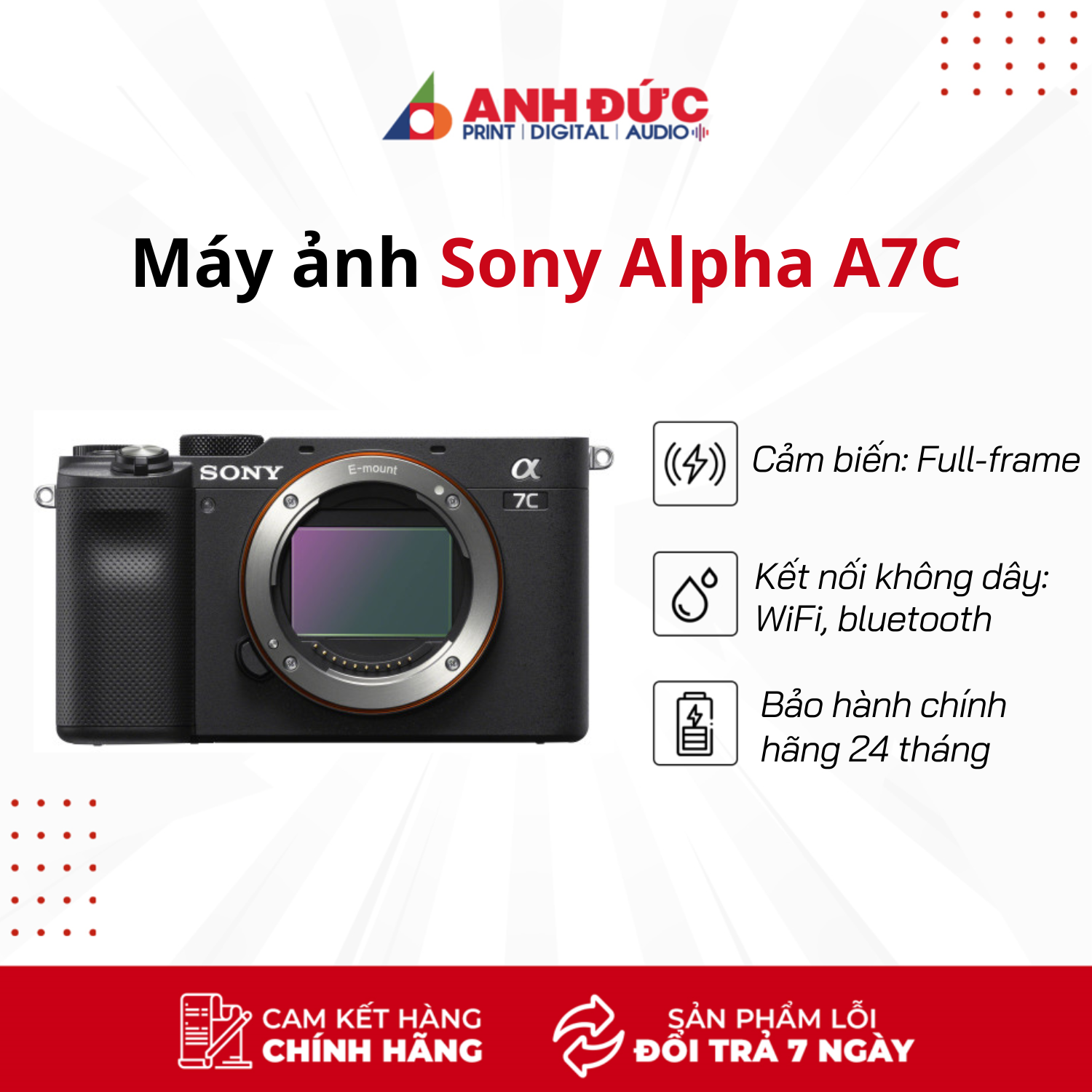 Máy ảnh Sony A7C Body Đen (ILCE-7C) - Hàng Chính Hãng