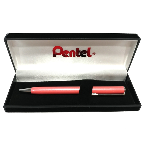 Bút Bi Kim Loại Nắp Vặn Pentel Cao Cấp Thân Hồng - Mực Xanh Pentel B811P-C