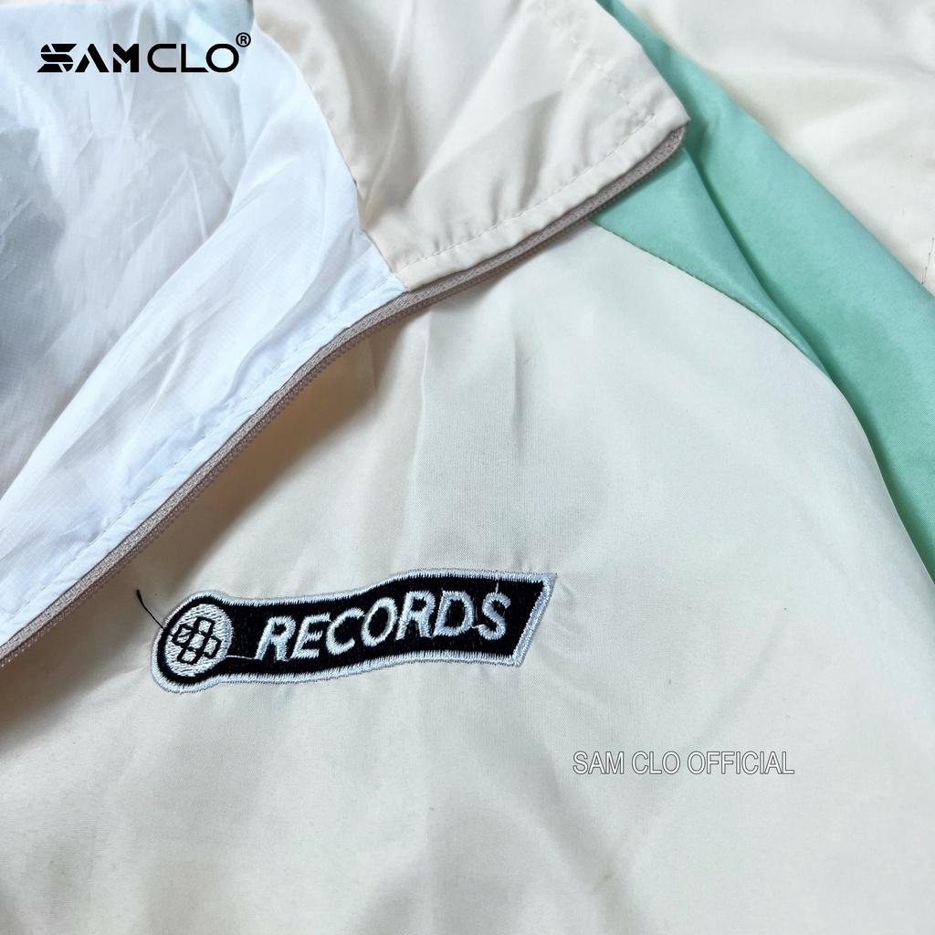 Áo khoác dù 2 lớp nam nữ SAM CLO - Áo khoác gió bomber khóa kéo form rộng unisex mặc cặp - couple thêu chữ RECORDS