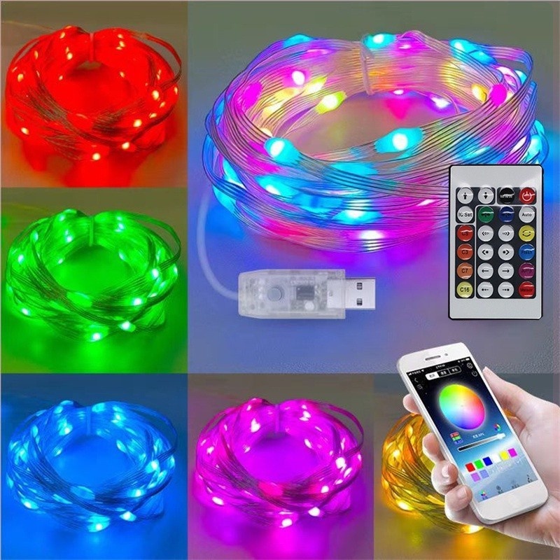 Dây Đèn Led Nháy Đuổi 10M, Trang Trí Ngoài Trời RGB 5V Cổng USB Nháy Theo Nhạc 16 Triệu Màu, Điều Khiển Bằng App