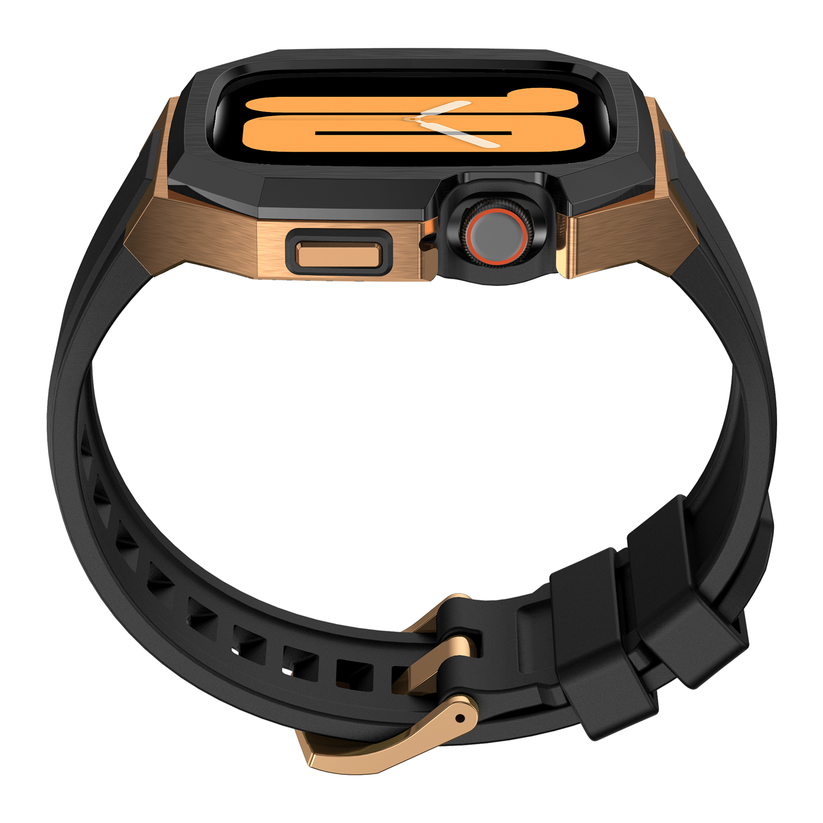 Ốp Case Vỏ Thép Không Gỉ bảo vệ tích hợp dây đeo Fluororubber cho Apple Watch Series 10 Size 46mm - Hàng Chính Hãng