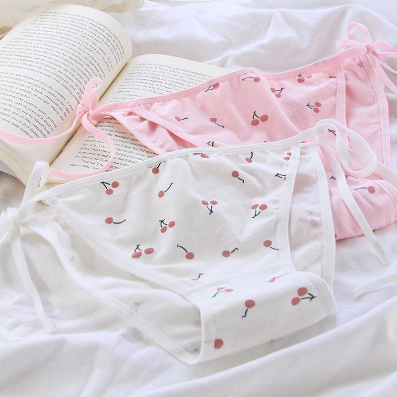 Quần Lót Nữ Cotton Thời Trang Buộc Dây Hông Hình Cherry Ngang Eo Hàng Loại Đẹp.