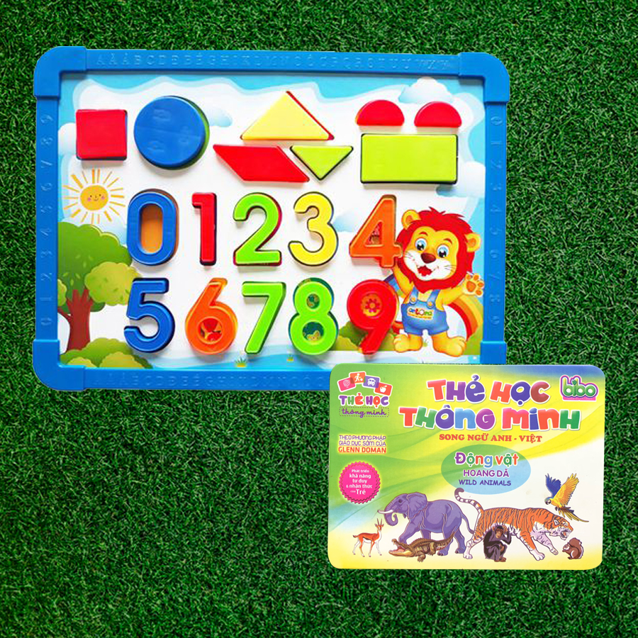 Đồ Chơi Bảng Ghép Học Số Và Hình Khối Nam Châm Tặng Kèm Bộ 20 Thẻ Flashcards Song Ngữ Cho Bé(Chủ Đề Thẻ Flahscards Ngẫu Nhiên)