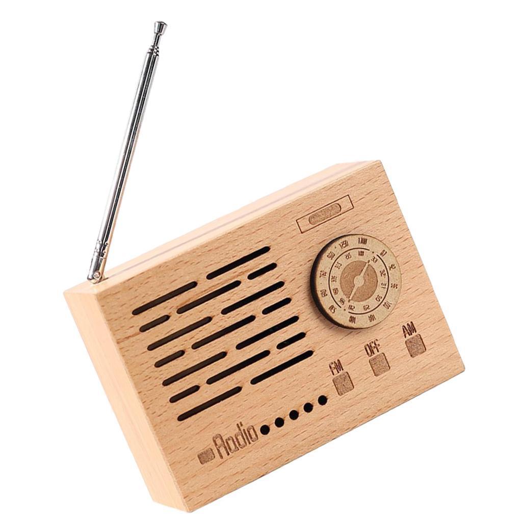 Wooden Music Box Retro Clockwork Radio Desktop Decoration Gift