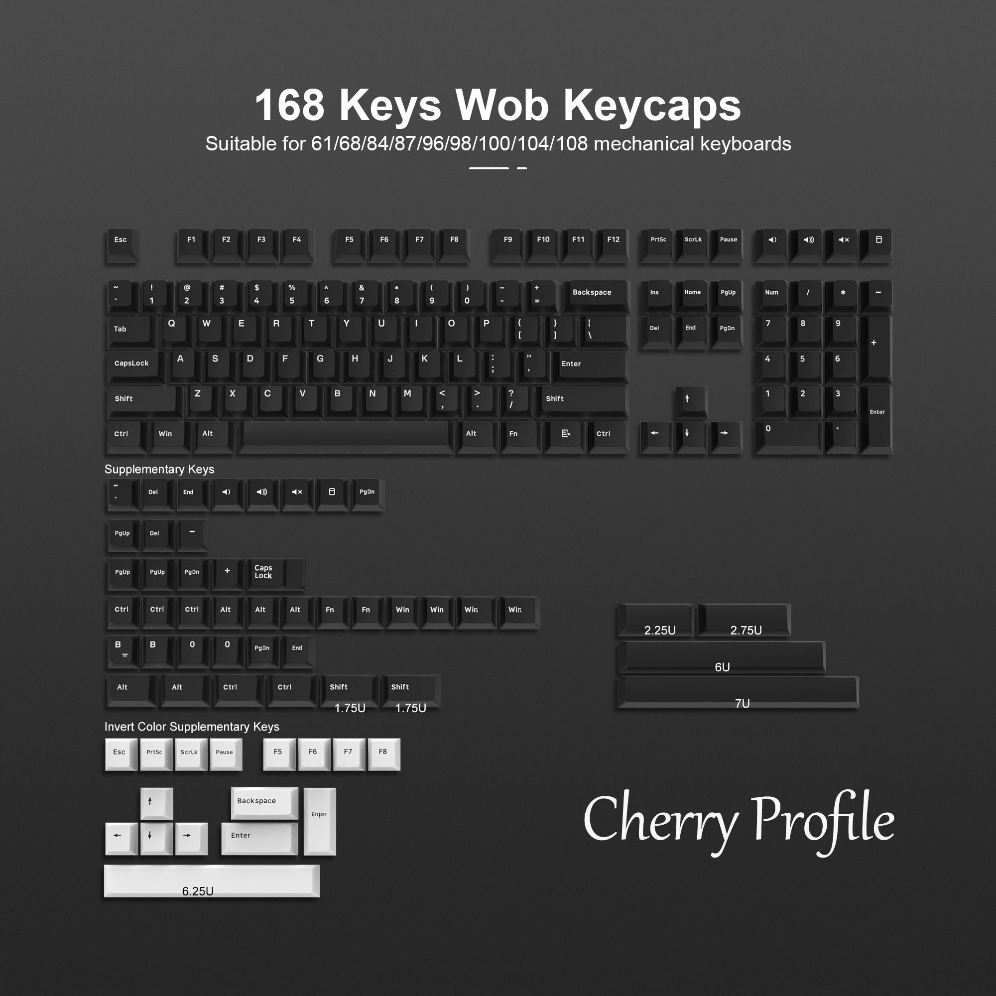 168 Keys kép bắn pbt keycap tùy chỉnh wob keycap keyboard keycaps cho anh đào gateron mx công tắc